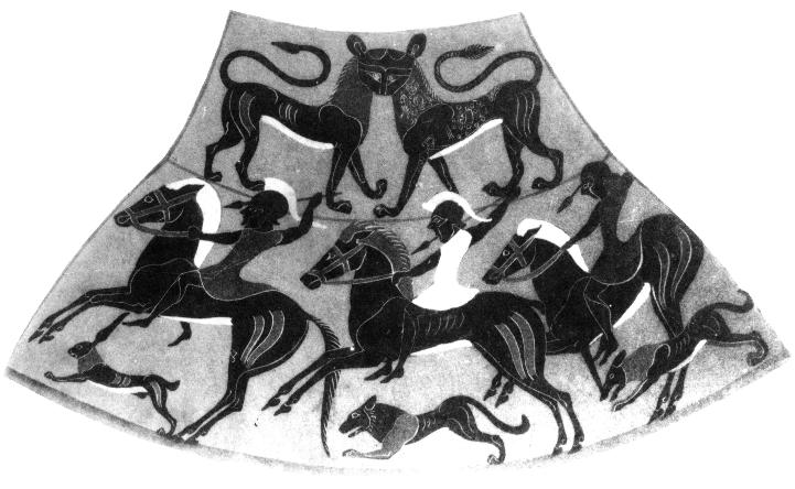 Abb. 14: "Berittene Hopliten" auf einem Gefäß aus Vulci
